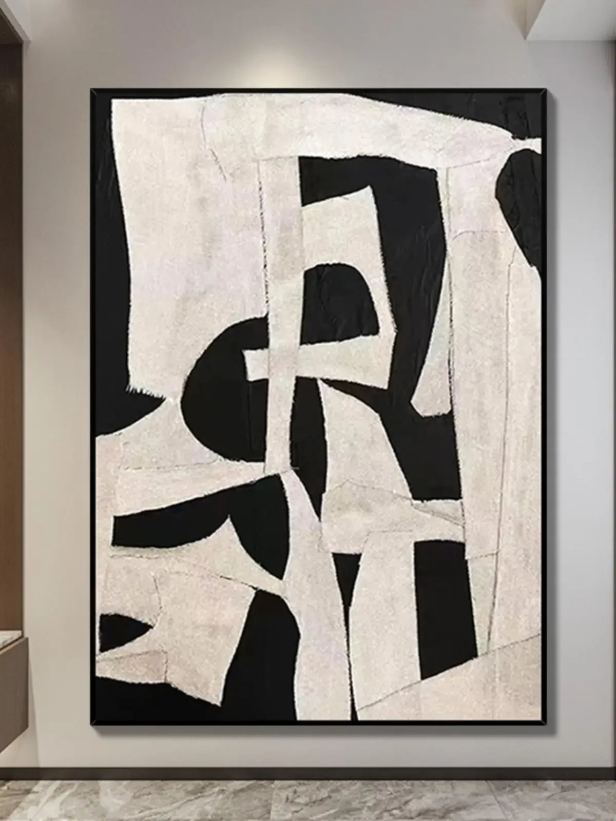 Handmade Large Textured Oil Painting Modern Abstract Geometry Hand Painted Wall Art PictureFor Living Room Porch Entrance Decor