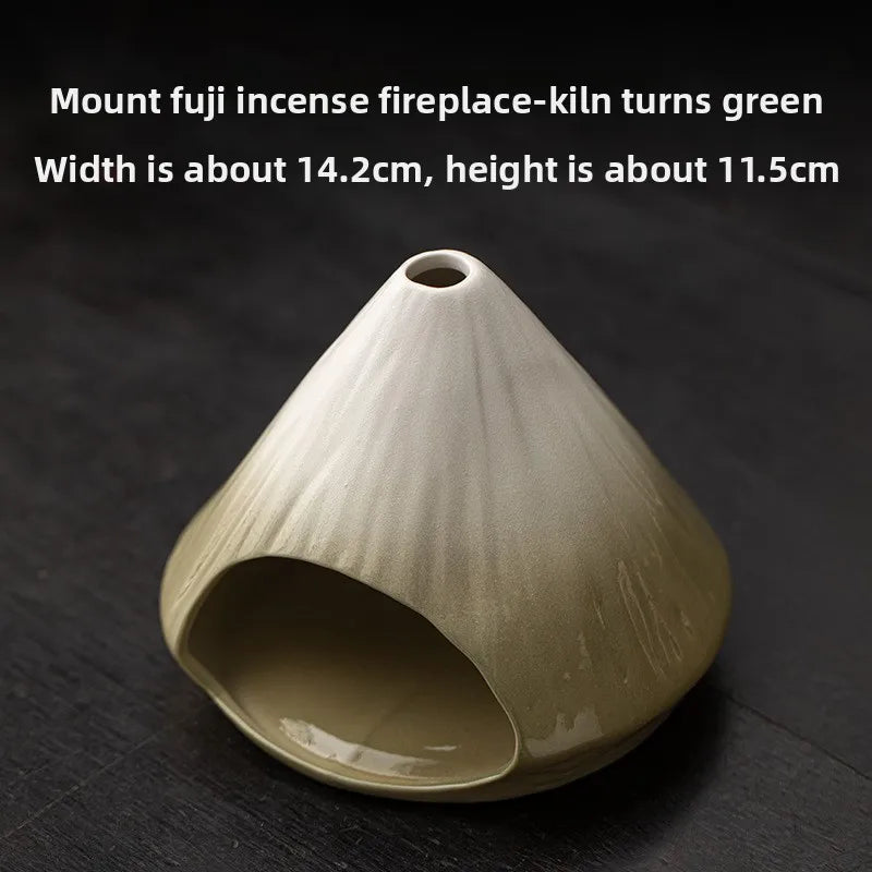 Mount Fuji Incense Fireplace, Cedar Sage Incense Burner Peruvian Sacred Wood Large Kiln Ceramic Incense Burner