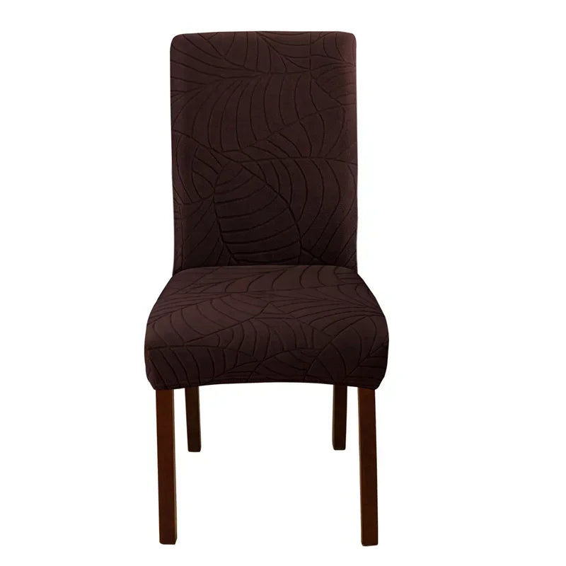 Leaves Jacquard Dining Chair Covers Removable Stretch Universal Chairs Cover Solid Color Seat Covers for Kitchen Hotel Banquet