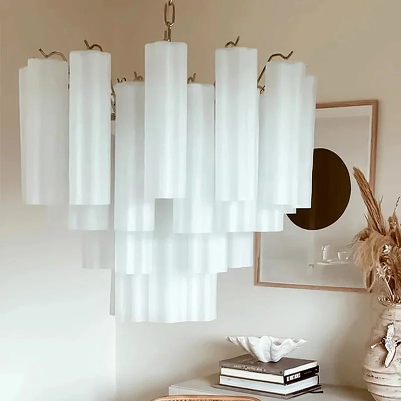 Modern living room chandelier with long glass pendant for bar ceiling decoration, adjustable pendant chain, home decoration