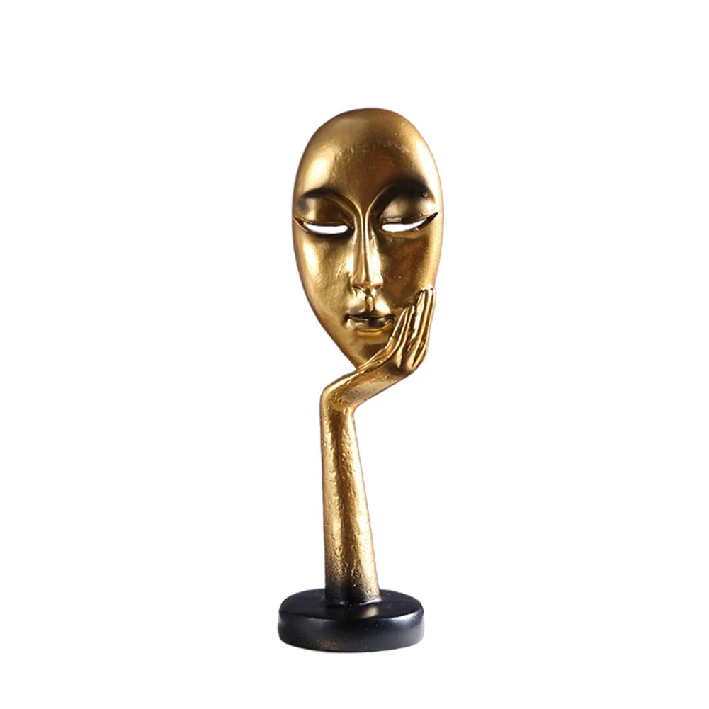 Exquisite Decoration Sculpture Resin Simple Creative Face Art Statue Art Statue Carving Figurine Gold Ornaments