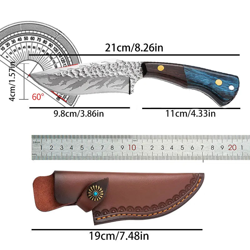 Household wooden handled knives, fruit knives, stainless steel kitchen knives, for cooking and outdoor camping barbecue knives