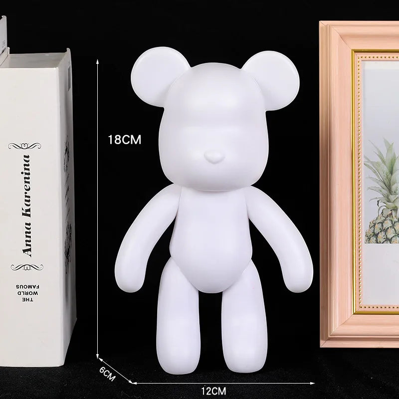 DIY Fluid Bear Sculpture Handmade DIY Painting Cool Bear Figurine Animal White Mold Graffiti Art Accessories Home Decoration