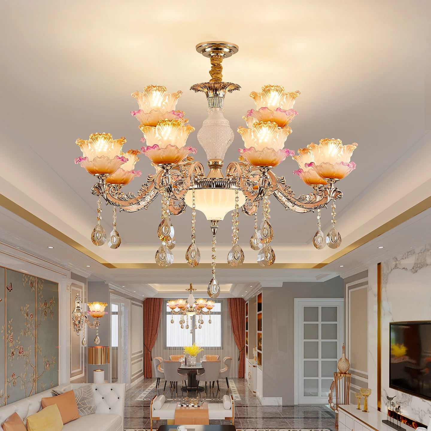 European Living Room Crystal Chandelier Luxurious Dining Room Bedroom Duplex Building Minimalist Modern Lobby Villa Hotel Lights
