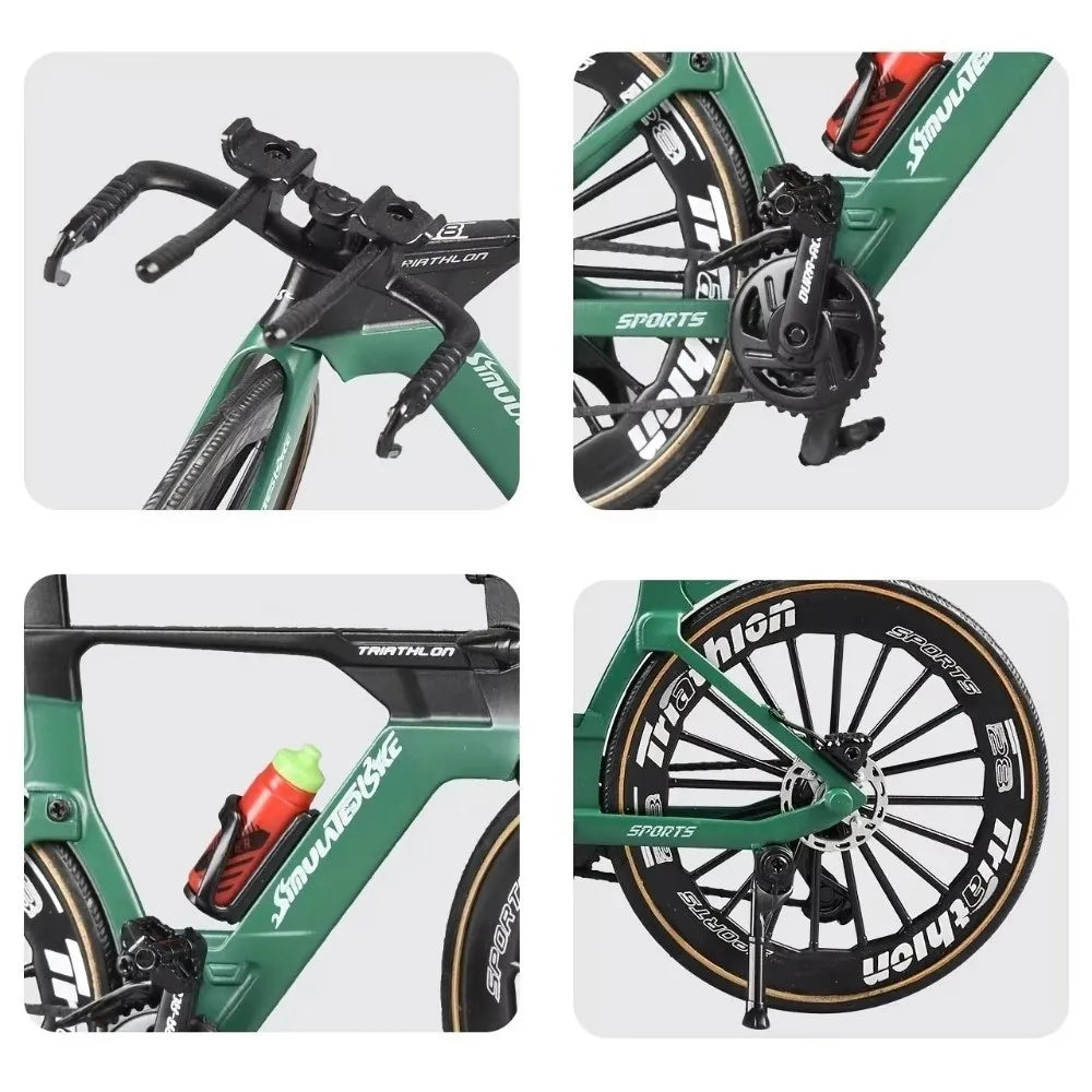 New Simulated Road Bike Model Red Blue Green 1:8 Collectible Bike Toy Colorful with Water Bottle Alloy Road Bike Ideal Gift