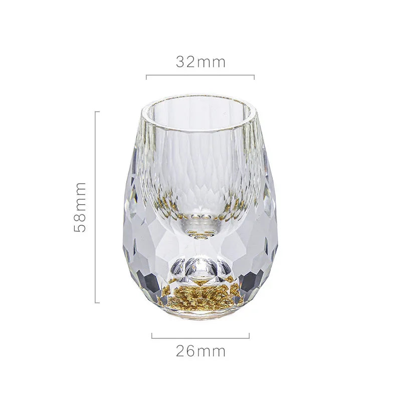 Luxury Crystal Glass Vodka  Sake Shochu Glass Bar Liqueur Double Bottom Gold Foil Glass Tea Cup High-end Gifts Hard Liquor