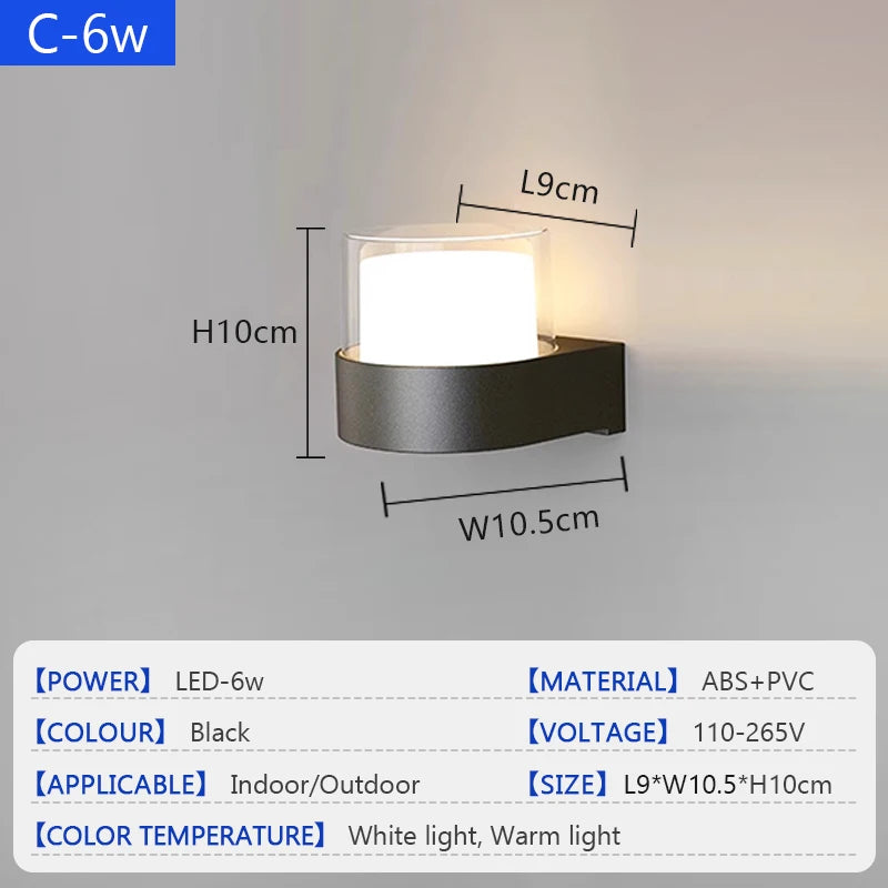 Modern LED Wall Lamp Outdoor Waterproof Courtyard Lamp Living Room Bedroom Porch Stairs Indoor and Outdoor Home Decoration Light