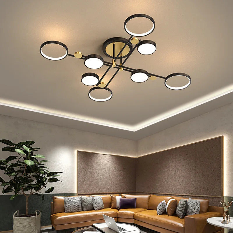 Nordic chandelier lighting Design Modern luxury lamp for Living Room Foyer Black and Gold Wrought Iron glass ball chandelier