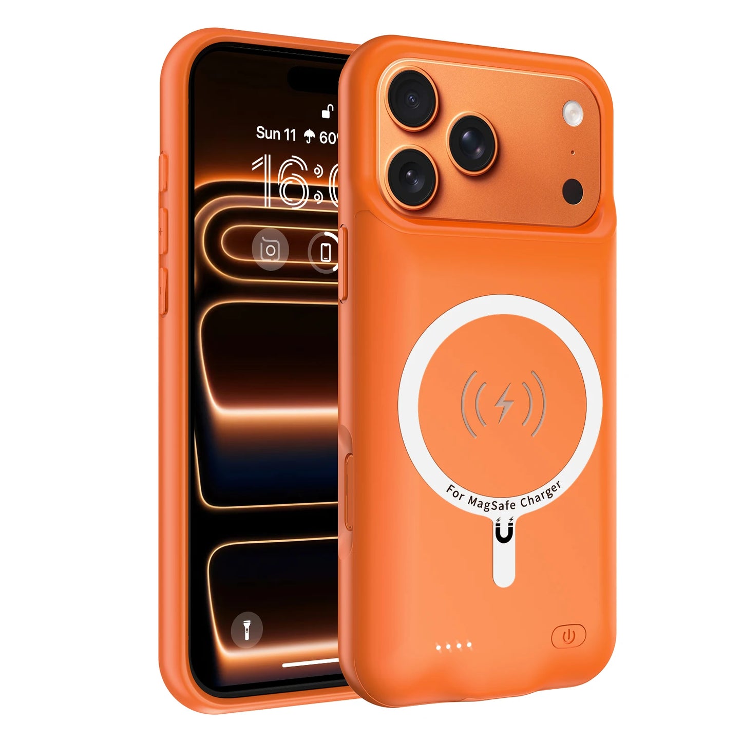 Orange Color Wireless Battery Charger Case for IPhone 17 Pro Max Magnetic Power Bank Battery Charging for IPhone 17 Pro Max