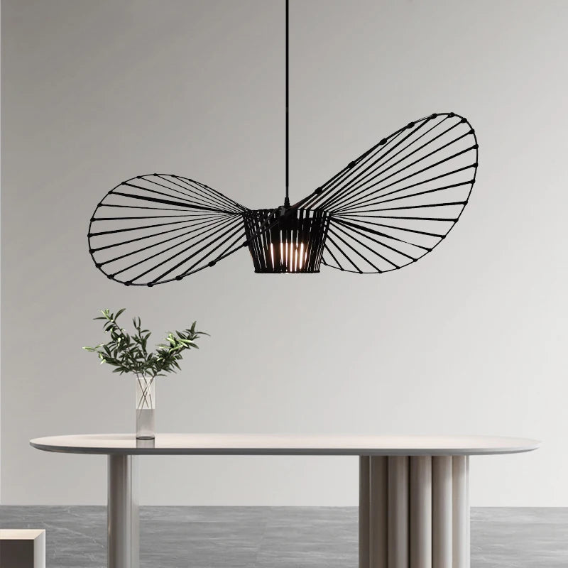 Modern Designer Art LED Chandeliers Retro Hanging Pendant Light for Living Dining Room Kitchen Suspension Straw Hat Lamps
