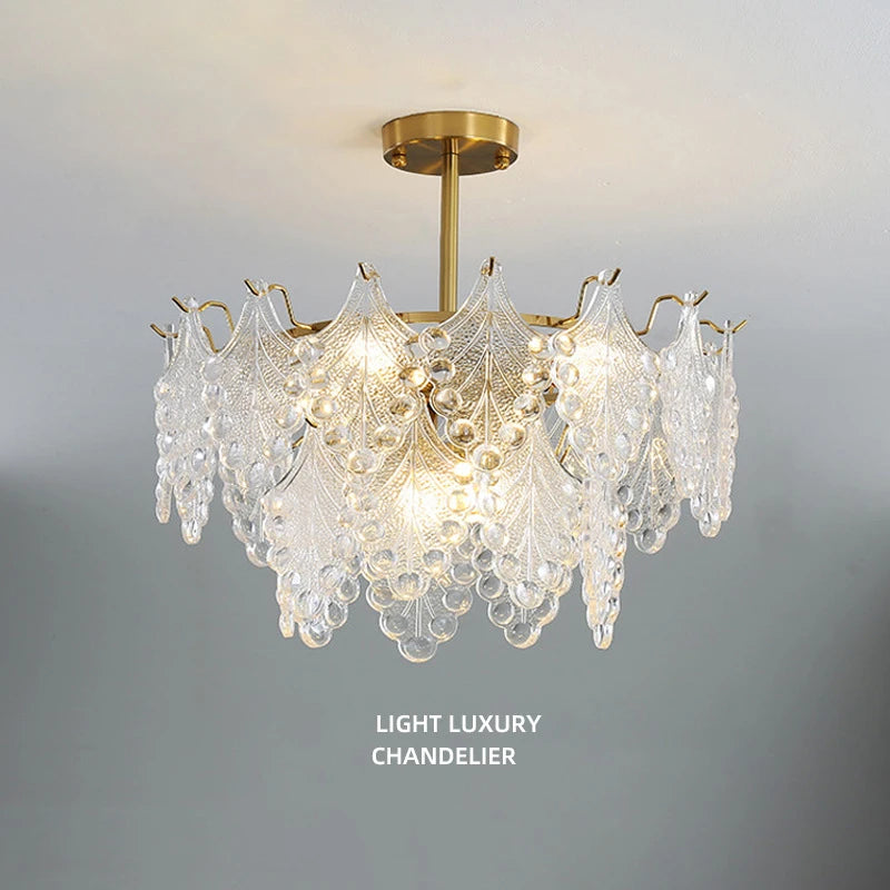 Modern Chandeliers 2023 Glass Leaves Droplet Lighting Pendant Lamp For Living Room Dining Room Home Decor Hanging Lights Fixture