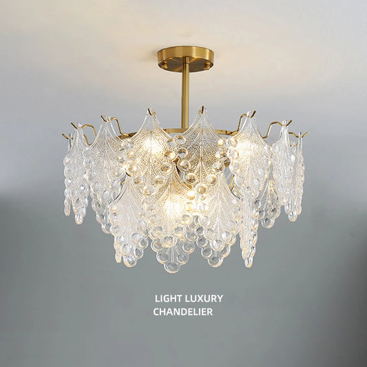 Modern Chandeliers 2023 Glass Leaves Droplet Lighting Pendant Lamp For Living Room Dining Room Home Decor Hanging Lights Fixture