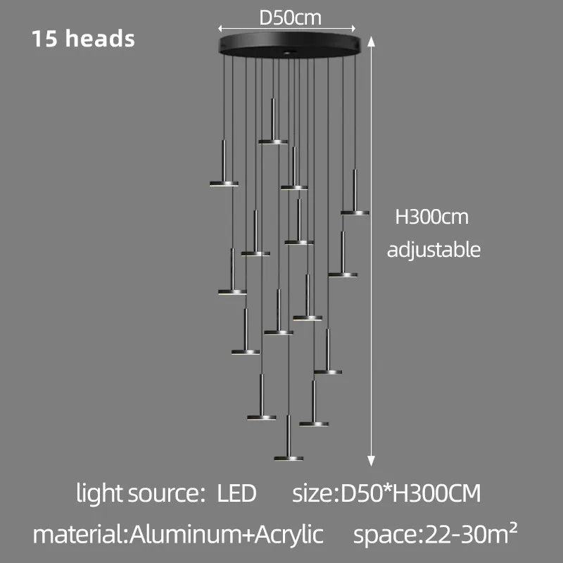 Modern Chandeliers Are Used For Luxury Staircase Lights Led Living Room Lights Coffee Shop Ceiling Lights High-Rise Restauran