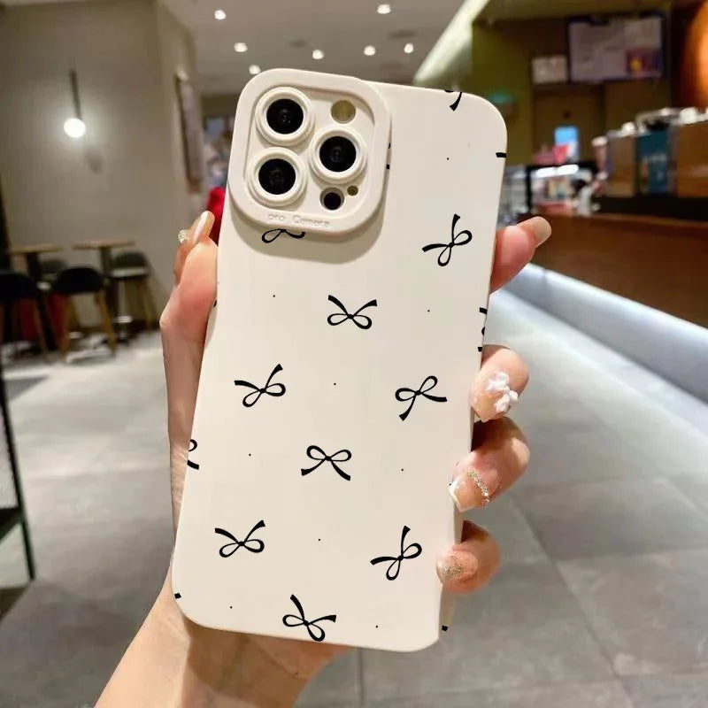 Multiple Small Bowknots Cute Personality Phone Case For iPhone 16 15 14 13 12 11 Pro 16E XR X XS Max 7 8 Plus SE Mini Soft Cover