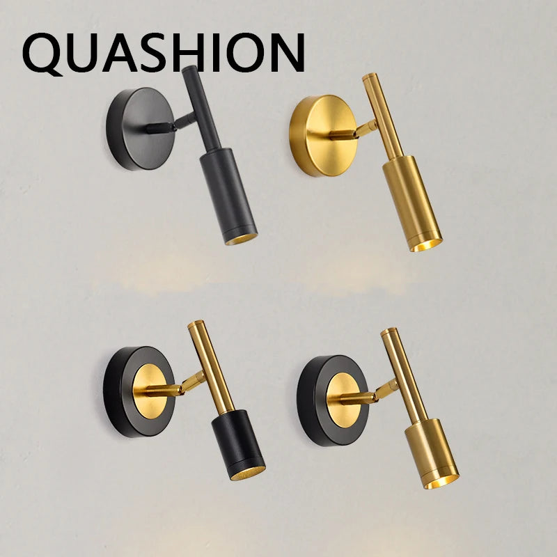 Luxury Home Decor Spot Wall Lamp Metal Body Plating Rotatable Sconce Light LED Hotel Bedroom Retro Design Reading Sconce Lustres