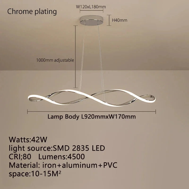 Nordic artistic home decor led chandelier Modern long strip pendant lamps Dining Living room Restaurant hanging indoor lighting