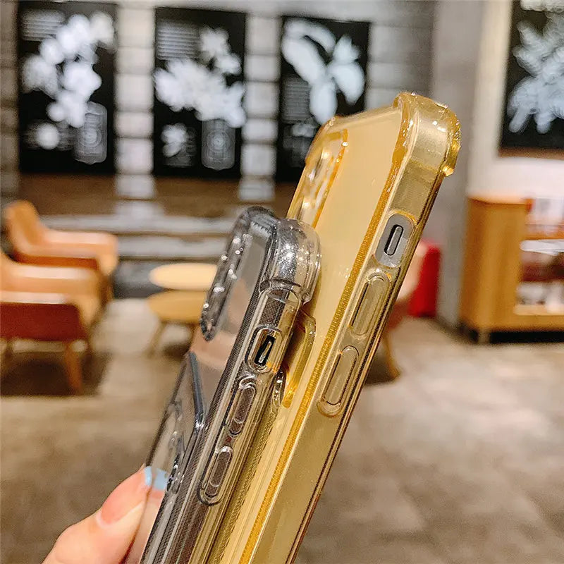 Durable Card Bag Holder Clear Phone Case For iPhone 13 12 11 Pro Max XR X XS SE 2020 7 8 Plus Soft TPU Shockproof Cover