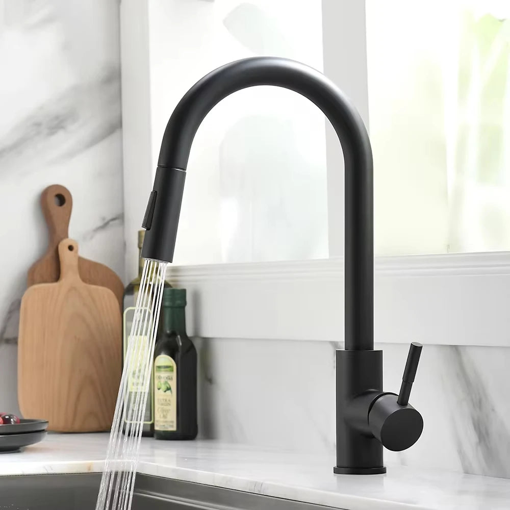 Kitchen Basin Faucets，silver color Surface Faucet，bathroom Sink Taps，Pull Out Kitchen Taps ，Single Hole G1/2 mixer Faucet