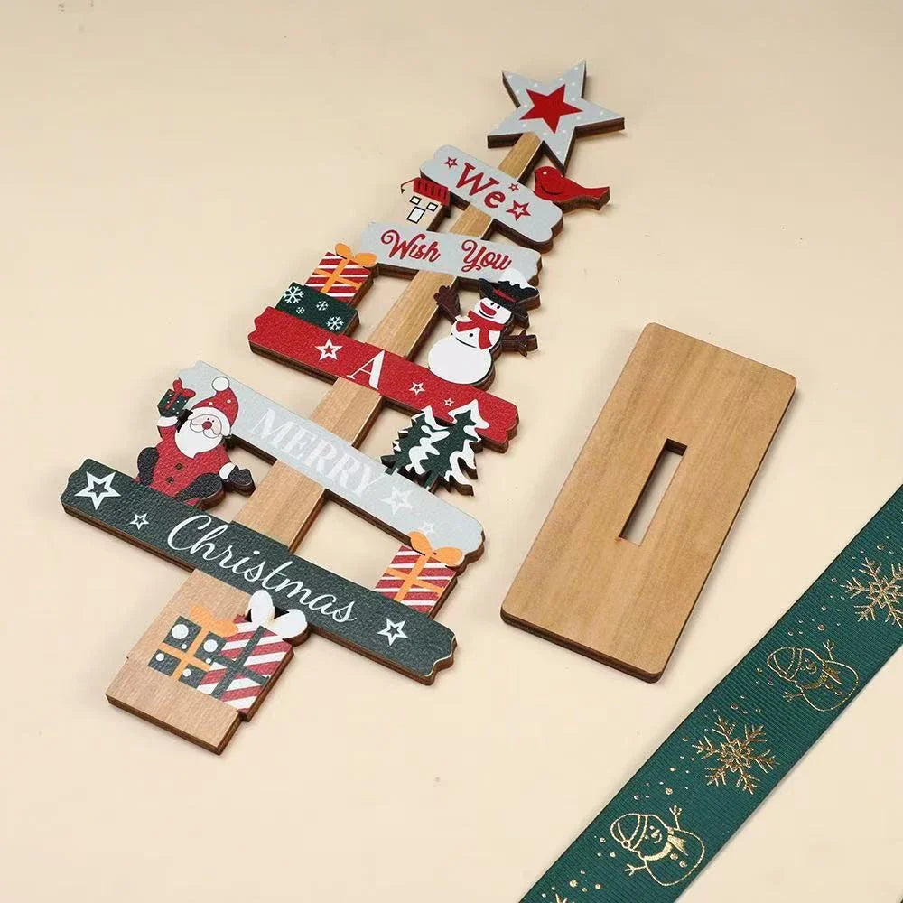 Runtow 1pc Wooden Xmas Tree Ornaments Santa Claus Snowman 2025 Merry Christmas Home Decoration New Year Desktop Decor Navidad