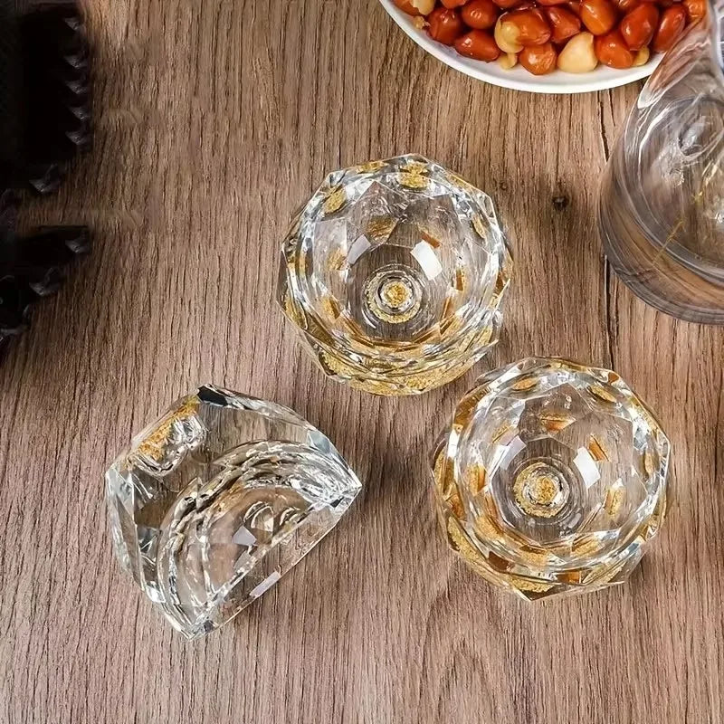 50ml Luxury Crystal Glass Vodka Shot Glass Sake Teacup Glass Bar Liqueur Double Bottom Gold Foil Glass Tea Cup