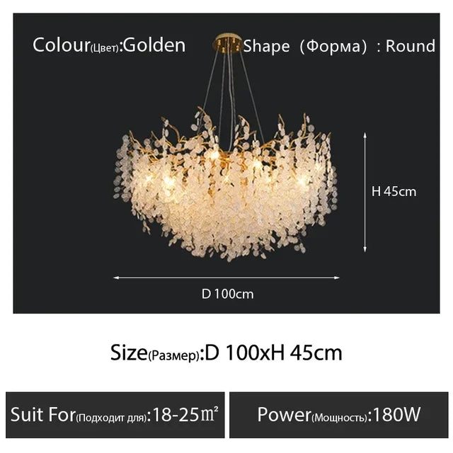 Modern Luxury Chandeliers Lighting Gold Hanging Lamp Glass Idoor Home Decor Pendant Lamp for Living Room Dining Table Bedroom G9