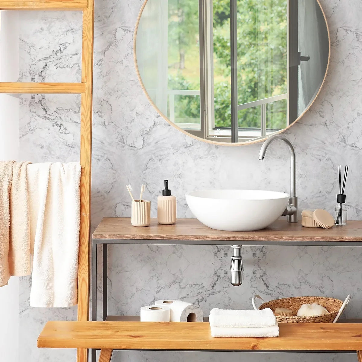 Floral Marble Wall Panels, Peel&Stick Waterproof Tiles for Kitchen Backsplash/Balcony & DIY Home Upgrade