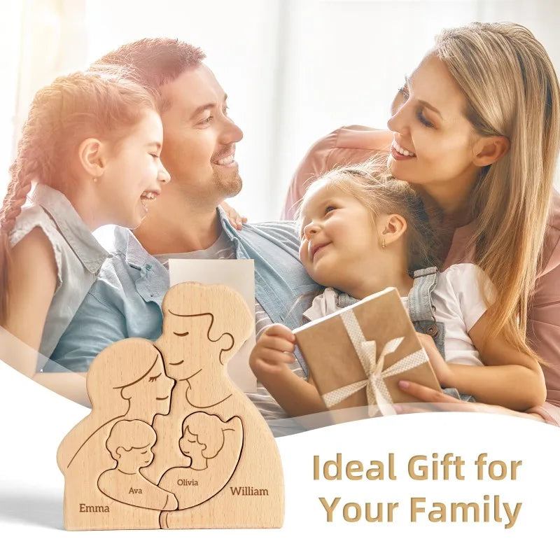 Art Puzzle Personalized Family Laser Carving Name Wooden Decorations Family Father Mother Thanksgiving Gift New Year Gift