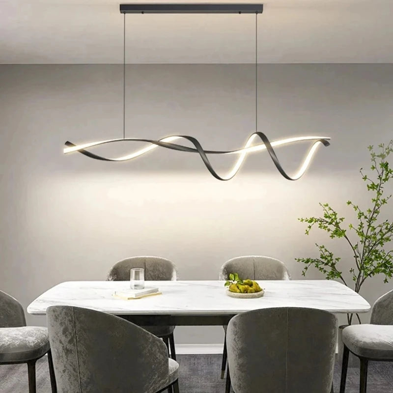 Nordic artistic home decor led chandelier Modern long strip pendant lamps Dining Living room Restaurant hanging indoor lighting