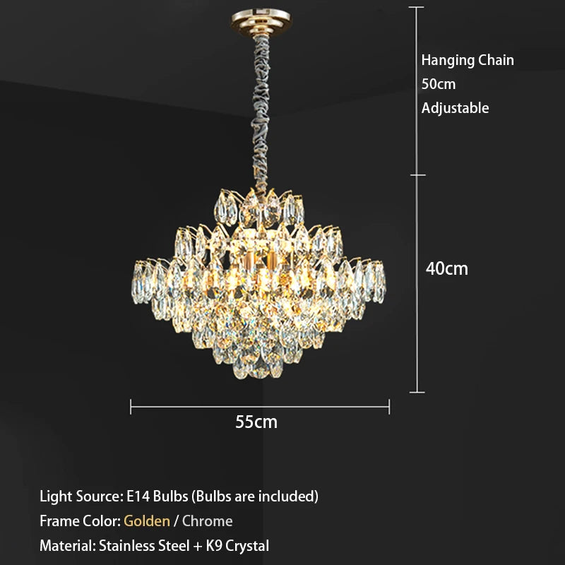 Luxury Crystal Big Chandeliers for Living Room Decor Modern Art Designer Luminaire Lustre Hight Ceiling Pendant Home Lamps Hall