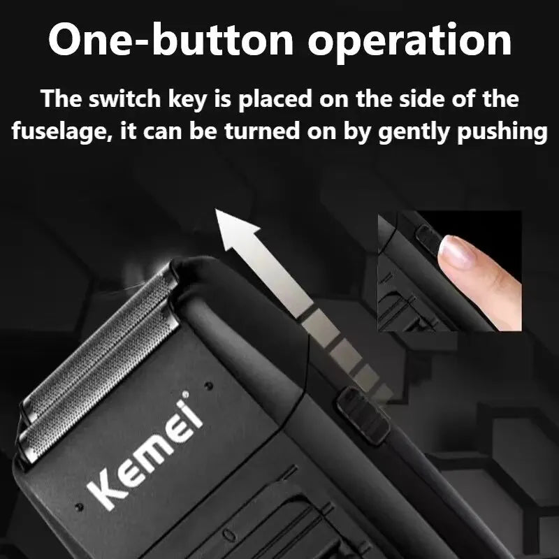 Kemei KM-1102 Rechargeable Cordless Shaver for Men Twin Blade Reciprocating Beard Razor Face Care Multifunction Strong Trimmer