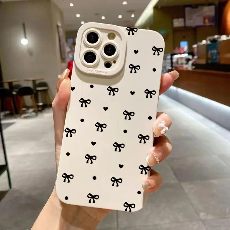 Multiple Small Bowknots Cute Personality Phone Case For iPhone 16 15 14 13 12 11 Pro 16E XR X XS Max 7 8 Plus SE Mini Soft Cover