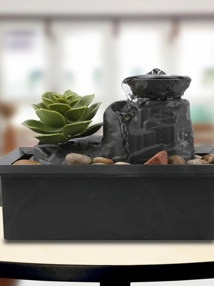 Fashion USB Battery Water Fountain Desktop Flowing Water Waterfall Home Ornament Craft Garden Supplies