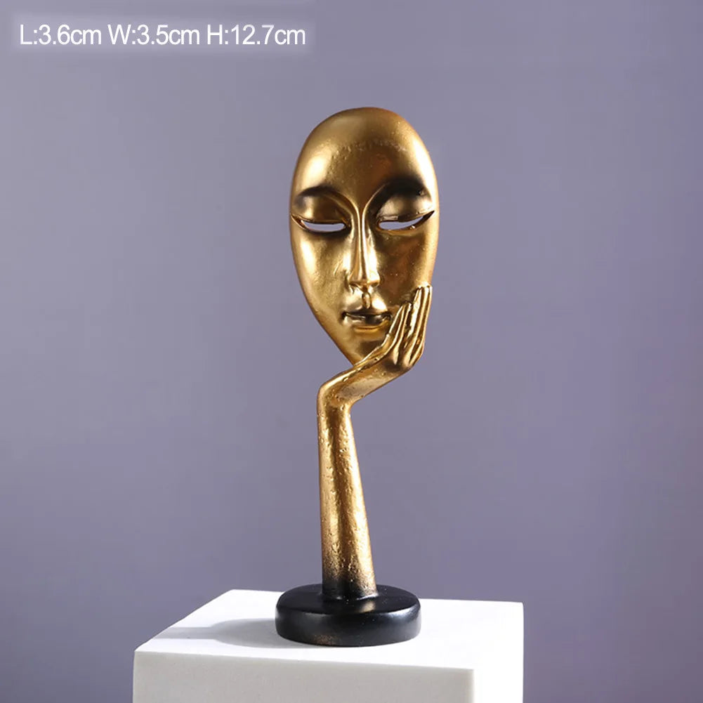 Exquisite Decoration Sculpture Resin Simple Creative Face Art Statue Art Statue Carving Figurine Gold Ornaments