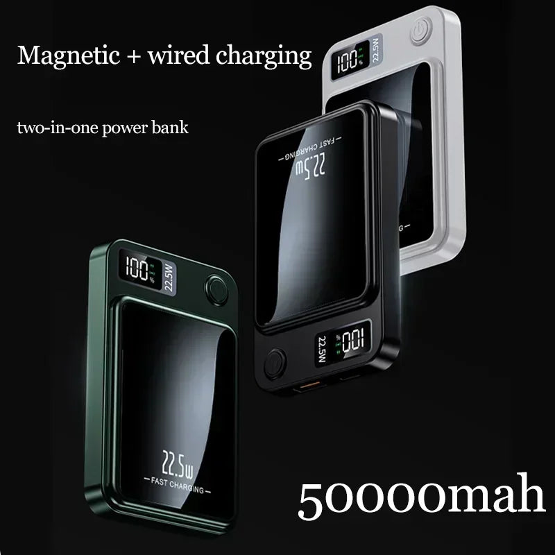 Power Bank 50000mAh Portable Magnetic Fast Wireless Charger for Iphone 12 13 14 Pro Max Macsafe External Auxiliary Battery Pack