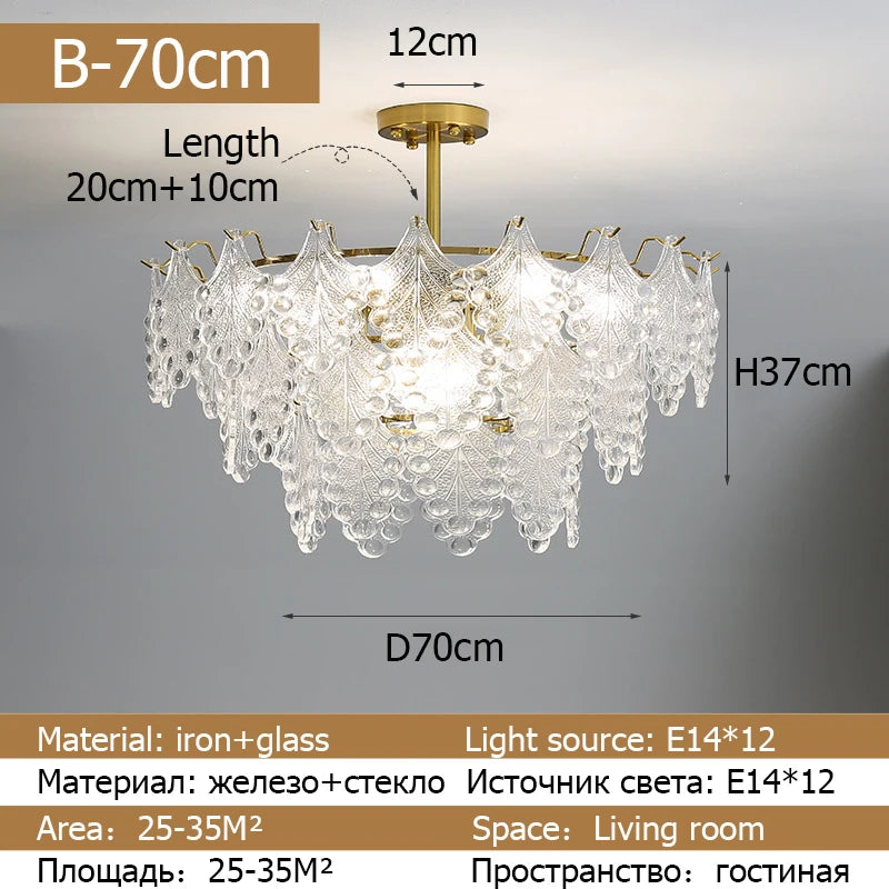 Modern Chandeliers 2023 Glass Leaves Droplet Lighting Pendant Lamp For Living Room Dining Room Home Decor Hanging Lights Fixture