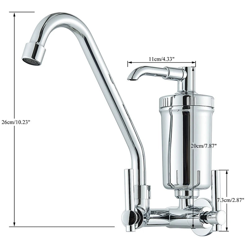 Chrome&Black Comes With a Pure Filter Single Cold Water Faucet Wall Mounted Kitchen Taps Balcony Household Filtered Waters