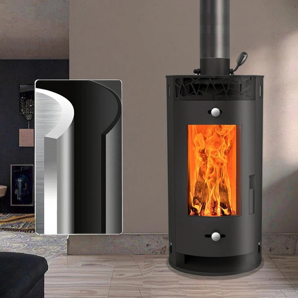 Real Fire Burning Wood Fireplace Winter Room with Stainless Steel Heating Stove Modern Home Rural Villa Style Fireplace