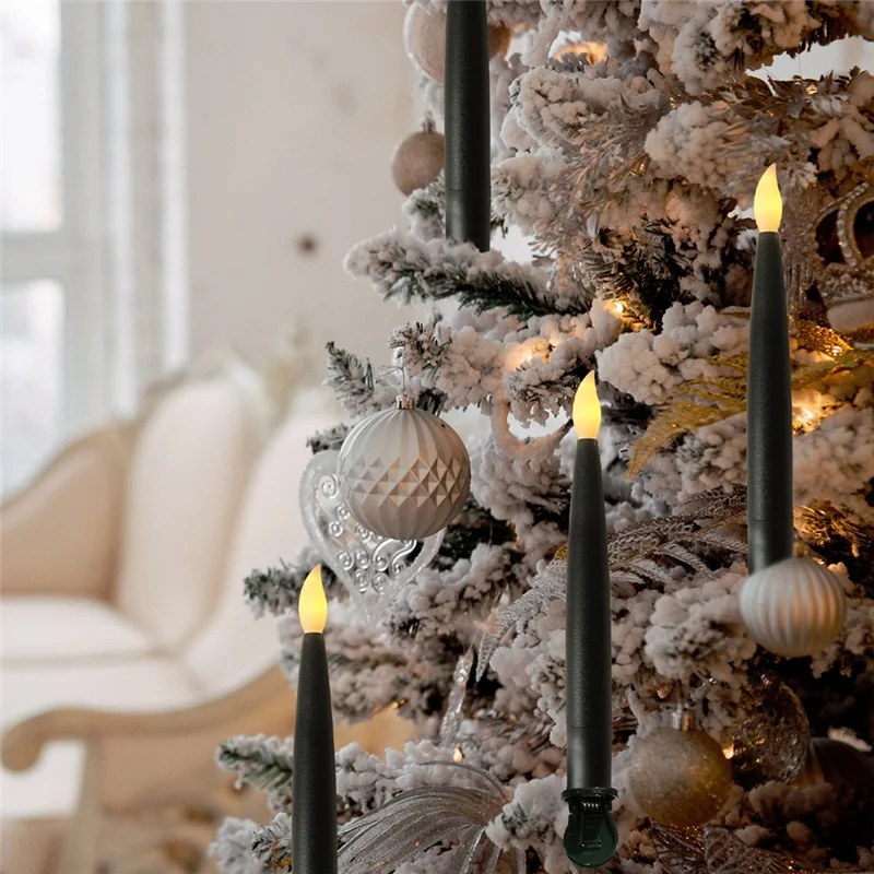 Hanging Floating Flameless Candles With Wand Flameless Taper Candles LED Candles Warm Light Christmas Candlesm12k