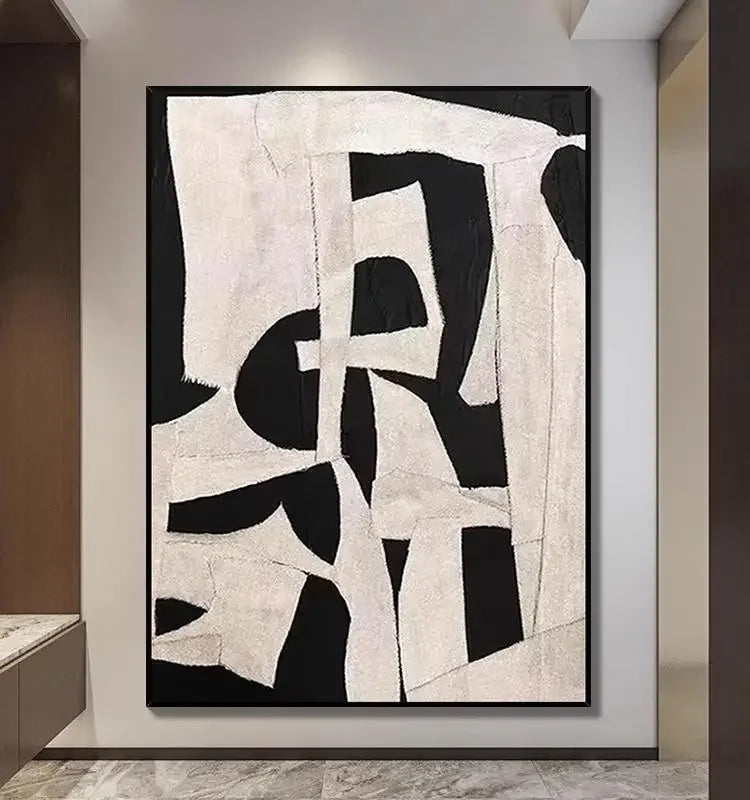Handmade Large Textured Oil Painting Modern Abstract Geometry Hand Painted Wall Art PictureFor Living Room Porch Entrance Decor
