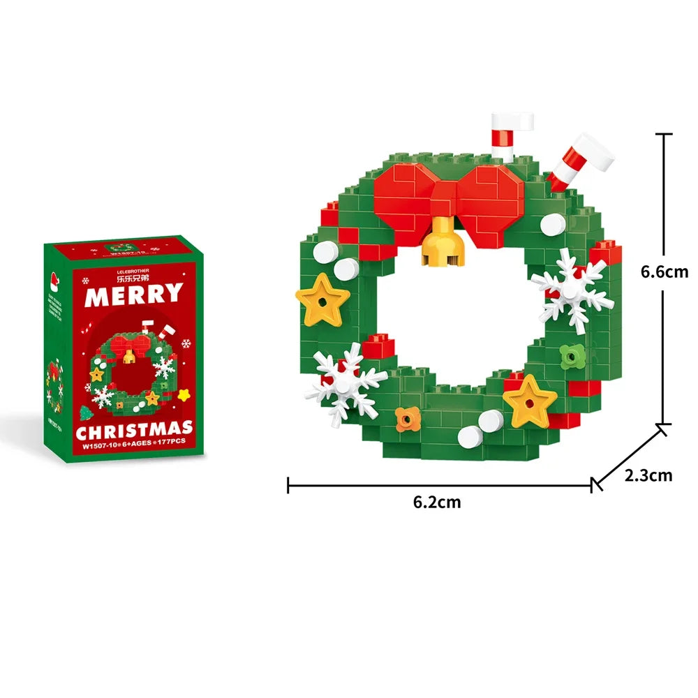 Knew Built Christmas Micro Mini Building Blocks Toys - Santa Claus, Christmas Tree, Reindeer, Snowman Elements - Perfect Gifts