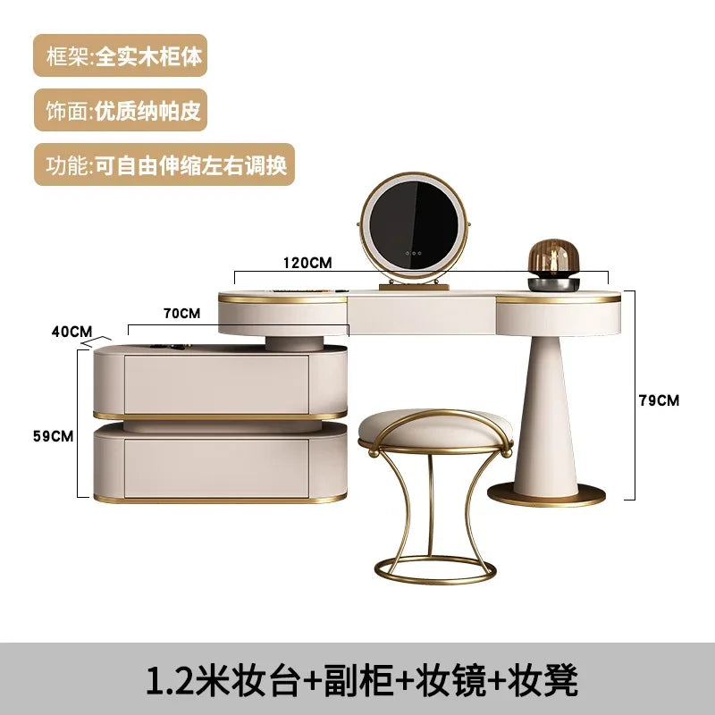 Luxury Corner Dressing Table Combs Organizer Flower Cosmetic Mirror Dressing Table Jewelry White Espejo Tocador Home Decor