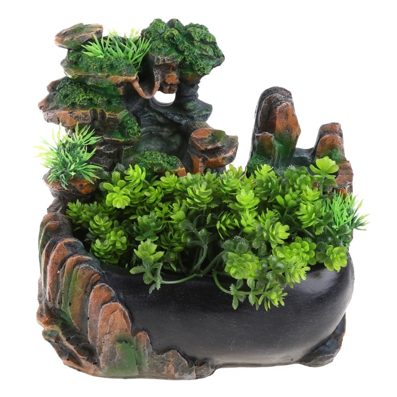 Indoor Desktop Small Rockery Fountain Waterfall with Atomization Resin Ornament
