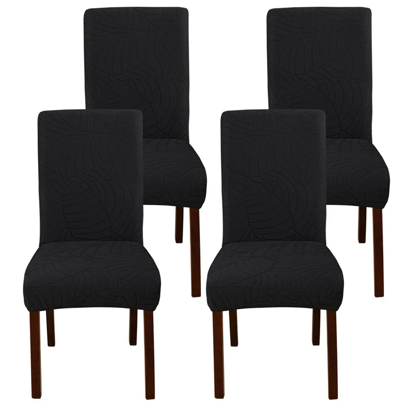 Leaves Jacquard Dining Chair Covers Removable Stretch Universal Chairs Cover Solid Color Seat Covers for Kitchen Hotel Banquet