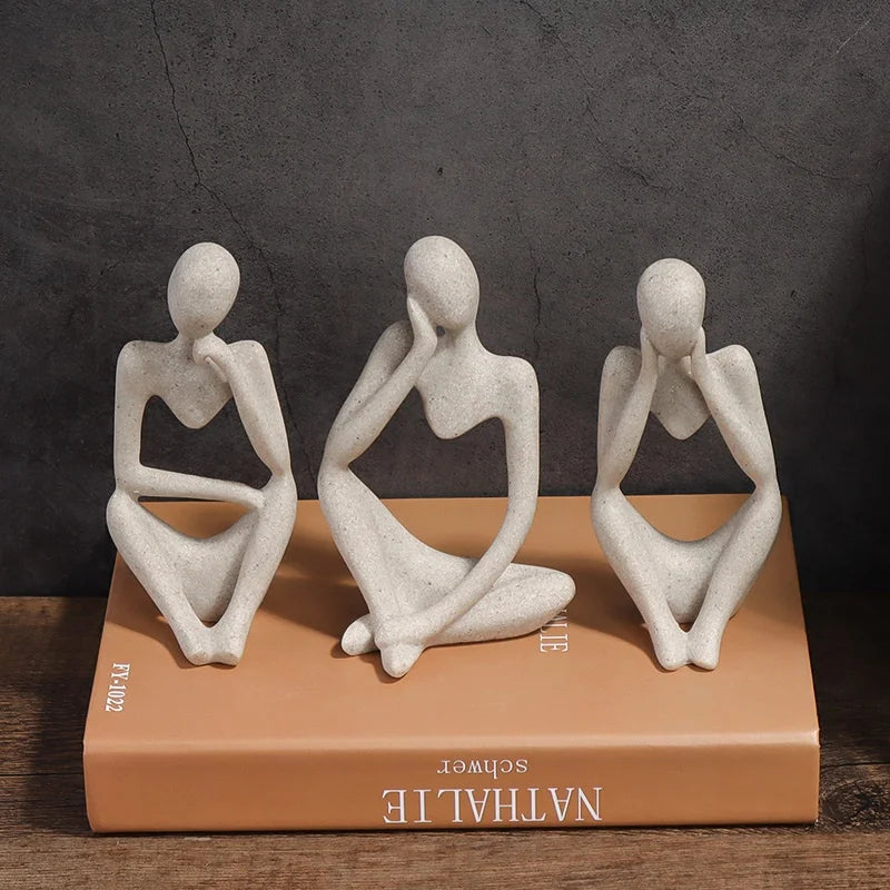 Minimalist Human Contemplation Sculpture Figurine - High Quality Decorative Art Piece with Excellent Value