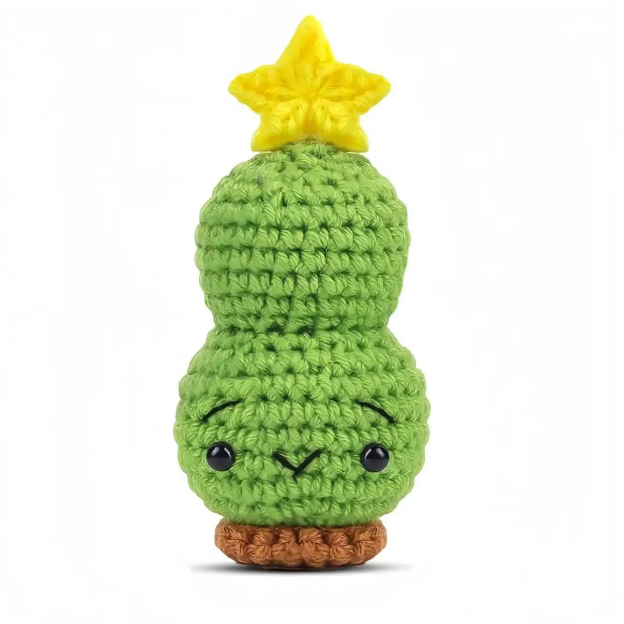 Funny Crochet Positive Xmas Tree Doll with Card Home Room Decoration Handmade Knitted Snowman Elk Desk Ornament Christmas Gifts