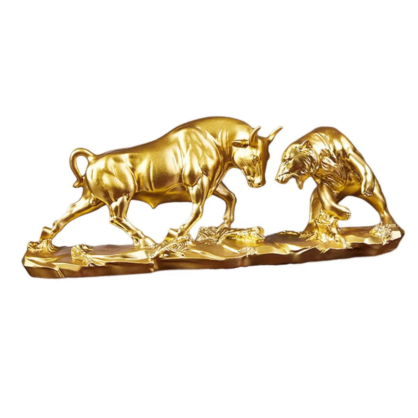 Bull Figurine Lifelike Fine Workmanship Collection Bear and Bull Statue Cattle Sculptures for Shelves Desk Office Bookcase Shelf
