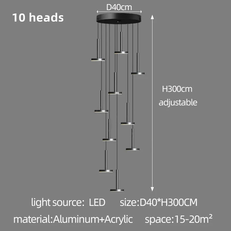 Modern Chandeliers Are Used For Luxury Staircase Lights Led Living Room Lights Coffee Shop Ceiling Lights High-Rise Restauran