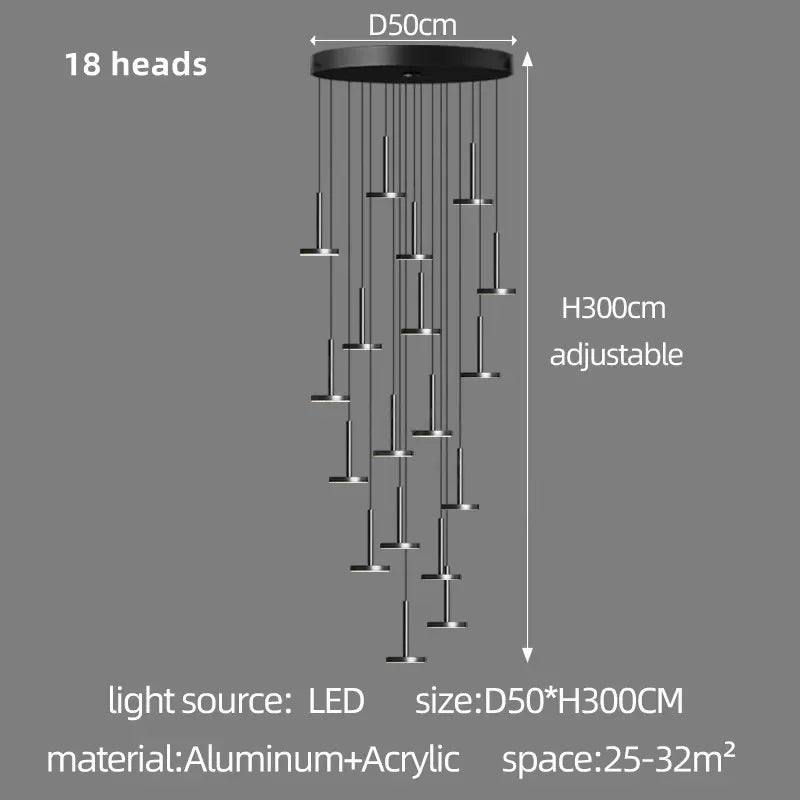 Modern Chandeliers Are Used For Luxury Staircase Lights Led Living Room Lights Coffee Shop Ceiling Lights High-Rise Restauran