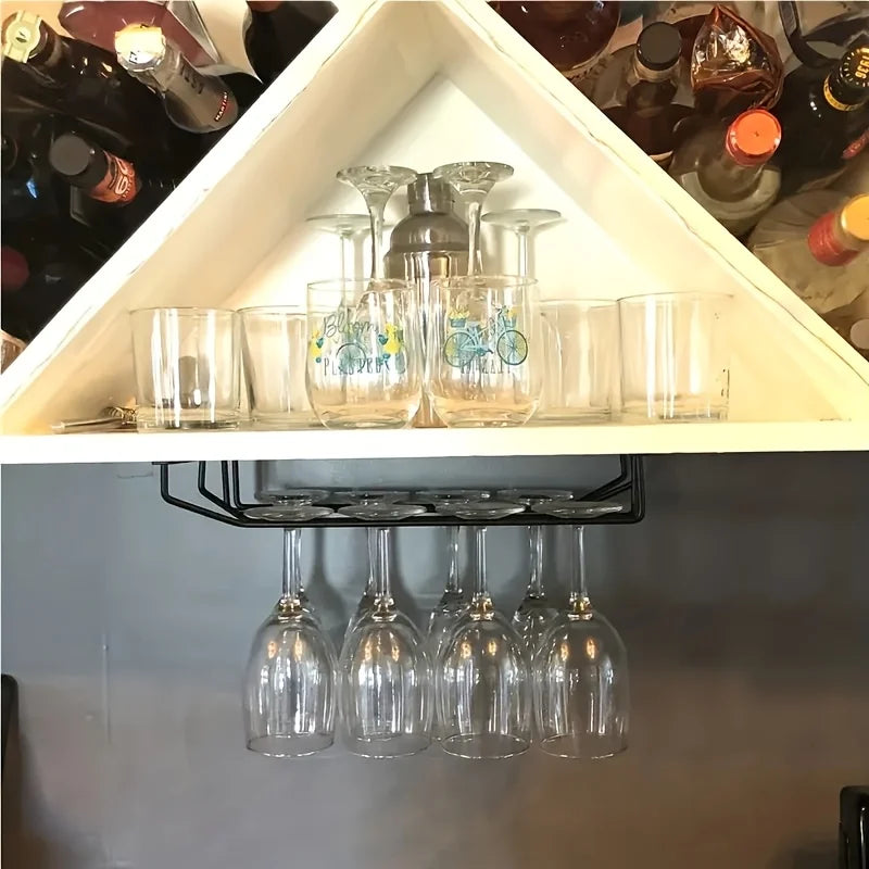 Wine Glass Rack, Under Cabinet Wine Glass Holder, Stemware Rack, Hanging Stemware Holder