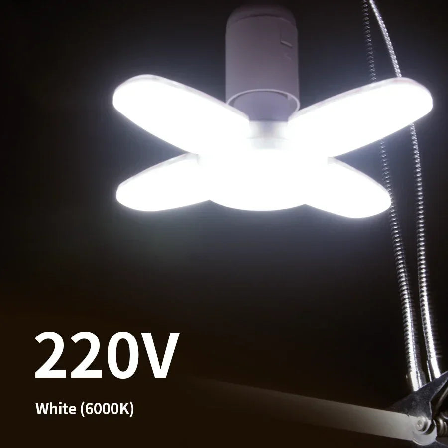 LED 4 Leaf Bulb E27 Collapsible Pendant Light 220V 110V Bombilla Storage Garage Kitchen Lighting High Brightness Remote Control